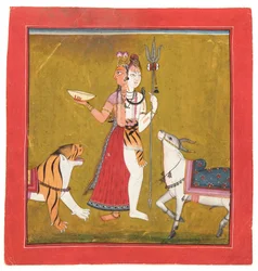 Shiva Ardhanarishvara, ca. 1715 (ugennemsigtigt wc, guld og sølv på papir)