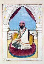 Sirdar Hukm Singh (Malwai), fra The Kingdom of the Punjab, its Rulers and Chiefs, bind II, et bind med 30 akvarelstudier af en uidentificeret indisk kunstner, ca. 1840 (wc på papir)