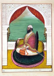 Sirdar Mangal Singh, fra The Kingdom of the Punjab, its Rulers and Chiefs, bind I, et bind på 27 akvarelstudier af en uidentificeret indisk kunstner, ca. 1840 (wc på papir)