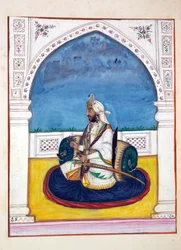 Sirdar Shamshir Singh, fra The Kingdom of the Punjab, its Rulers and Chiefs, bind I, et bind med 27 akvarelstudier af en uidentificeret indisk kunstner, ca. 1840 (wc på papir)