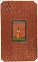 Stående kvinde, 1875-1900 (ugennemsigtigt wc & guld på papir)