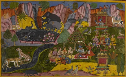 Guderne lovpriser Rāma og inviterer ham til at besøge vismand Agastyas eremitage, mens han rejser gennem en skov.