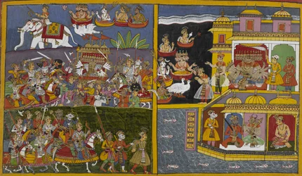 Guderne overværer Indras tilfangetagelse af Ravani og beder senere Ravana om at løslade ham.