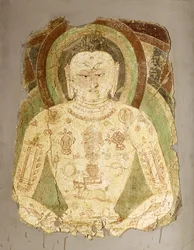 Vairocana Buddha, fra Bali Waste, 7.-8. århundrede (vægmaleri)