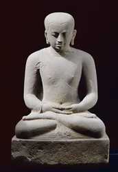 Mediterende munk, fra Candi Plaosan (andesite)