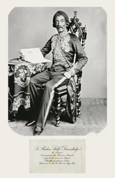 Portræt af Raden Saleh og hans visitkort, ca. 1850-70 (bw foto og gravering)