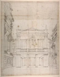 Amorernes palads, ca.1619-23 (pen og blæk på papir)