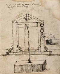 Diagram for et remskiveløftende murværk (pen & blæk på papir)