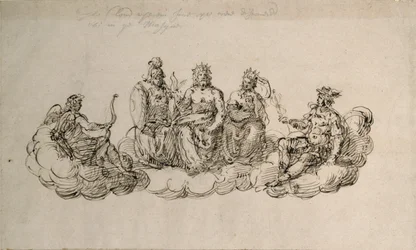 Jove with the Senate of the Gods, ca. 1622 (pen og blæk på papir)