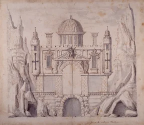 Oberons palads, ca. 1611 (pen og blæk på papir)