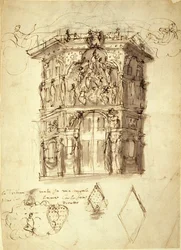 The Masque of Queens, scene 2: House of Fame, ca. 1609 (pen & blæk på papir)