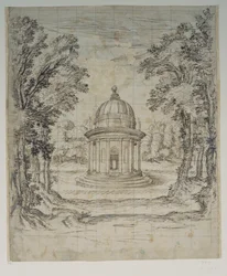 Apollos tempel (pen og blæk på papir)
