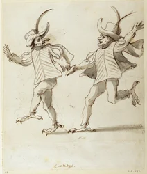 To Lackeyer (pen og blæk på papir)