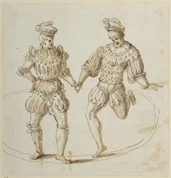 Walisiske dansere (pen og blæk på papir)