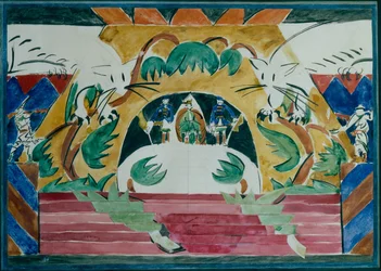Scenedesign til teaterstykket Tsar Maksemyan af A. Remizov, 1909