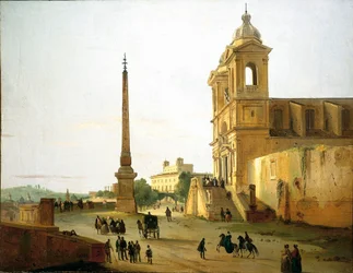 Italien, Rom, Trinity on Mount Church og Sallustian Obelisk af Ippolito Caffi