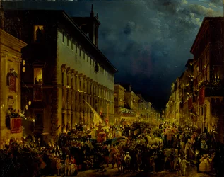 Moccoli-aftenen i Rom, 1834.