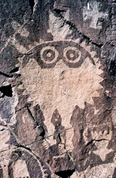 Anasazi Petroglyph (klippekunst) udskæringer i New Mexico.