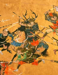 Samuari - 2 paneler, der viser en detaljescene fra slaget ved Osaka, 2005 (foto)