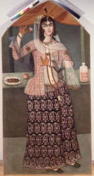 Kvinde holder en rose, begyndelsen af det 19. århundrede.