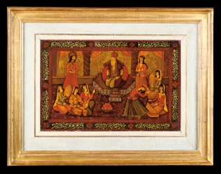 En af et par malede paneler, Qajar Iran
