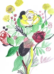 Farverig blomsterbuket