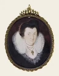 Lady Anne Bacon, ca. 1600 (ugennemsigtig akvarel og forgyldning på vellum)
