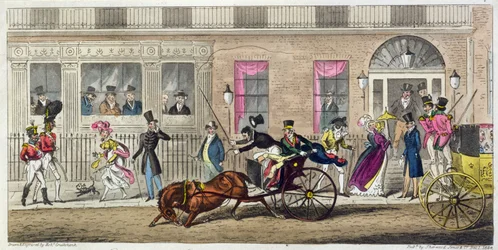 Eksteriør af Fishmongers Hall, a Regular Break Down, 1824 (akvatinte)