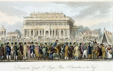 Saint Léger-prisen ved Doncaster (løbene) - i "" Den engelske spion"" af Charles Molloy Westmacott, ill. af Robert Cruikshank, London