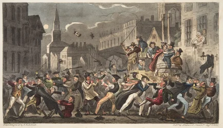 Town and Gown, fra The English Spy, pub. 1824 (håndkoloreret gravering)