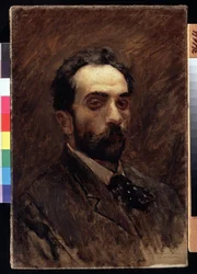 Selvportræt. Maleri af Isaac Ilyich Levitan (1860-1900). olie på lærred, slutningen af ​​1890. Russisk kunst, 1800-tals portræt. Statens Tretyakov-galleri, Moskva.