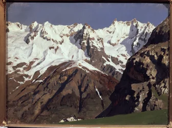 Mont Blanc bjergkæden. Maleri af Isaac (Isaac) Ilyich Levitan (1860-1900), olie på lærred
