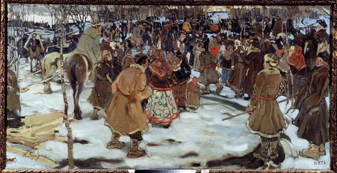 Boyarernes tid (boiard, boiar), russiske aristokrater. (Boyar-epoken). Maleri af Isaak Izrailevich Brodsky (Brodsky) (1884-1939). Olie på lærred