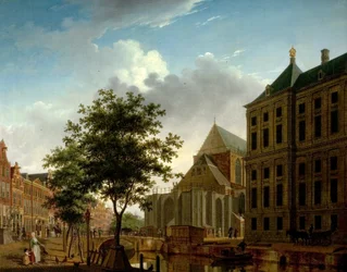 Bagsiden af ​​Nieuwe Kerk og rådhus, Amsterdam, Holland