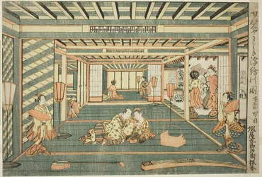 Perspektivbillede af et stort værelse (Senjojiki uki-e no zu)