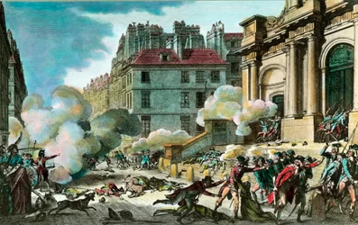 Franske Revolution: Den 13. år IV; General Bonaparte (Napoleon I Bonaparte) fik pistolerne bragt, oprørerne var skud på trapperne til Saint Roch-kirken i Paris den 4. oktober