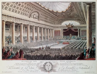 Åbningen af stænderforsamlingen i Versailles i 1789, stik af Helmann, Den Franske Revolution, Frankrig