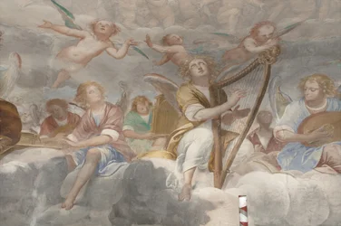 Engle, musiker-engle og puttos, detalje af Paradiset med den evige Fader, ca. 1623-34 (detalje af 3496185)