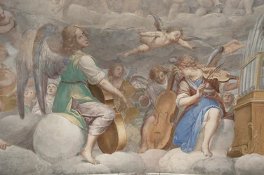 Engle, musiker-engle og puttos, detalje af Paradiset med den evige Fader, ca. 1623-34 (detalje af 3496185)