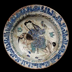 Islamisk kunst: falkonerrytterfad i keramik. Begyndelsen af det 13. århundrede. Fra Iran. Paris, Louvre-museet