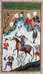 Ms B-284 fol.50b The Kings Hunt, fra Divan af Huseyn Bayqara, ca. 1540