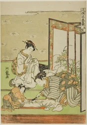 Klipning og syning (Tachinui), fra serien "Samling af moderigtige præstationer (Furyu shogei zukushi)"