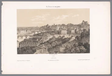 Udsigt over Laval fra viadukten lava. Vue générale prize du Viaduc (titel på objekt) Contemporary France (serietitel) La France de nos jours (serietitel på objekt)