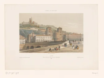 Udsigt over Pont Tilsitt og Saint-Jean-katedralen i Lyon Lyons. Vue du Pont de Tilsitt et de la Cathédrale (titel på objekt) Små ansigter i Frankrig (serietitel) Frankrig en miniature (serietitel på objekt)