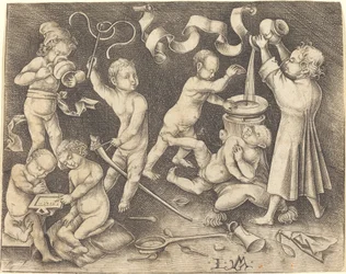 Syv børn i leg, ca. 1490.