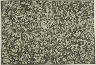 Ornamentalt panel med to elskende