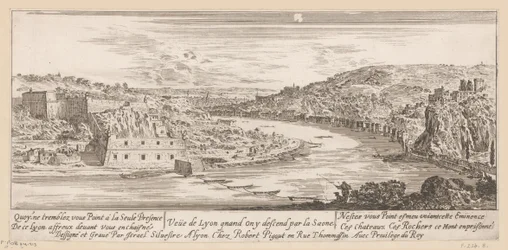 Udsigt over Lyon i et sving af Saône Veue de Lyon quand on y descend par la Saone (titel på objekt)