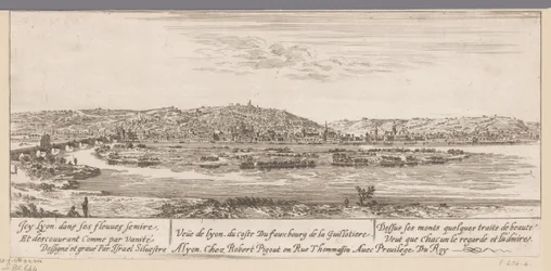 Udsigt over Lyon med forstaden Guillotière Veue de Lyon du coste Du fauxbourg de la Guillotiere (titel på objektet)