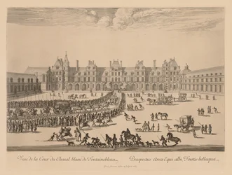 Udsigt over Cour du Cheval-Blanc i Fontainebleau, 1667.