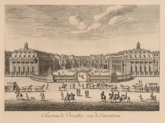 Udsigt over slottet i Versailles, set fra forgården